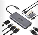 ACER 12v1 docking station/dongle USB-C: 2×USB3.2, 2×USB2.0, čtečka 1×SD/TF 2×HDMI,1×PowerDelivery,1×DP,1×RJ45,1×3.5 Aud