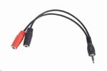 Adaptér GEMBIRD/CABLEXPERT 4-pin jack 3.5mm (M) na 2x3.5mm (F),10cm,černý