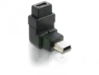 Adaptér USB mini B 5-pin 90° samec na USB mini B samice (zapojeny jen 4 piny)