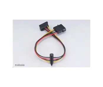 AKASA Kabel SATA redukce napájení ze 4pin Molex konektoru na 2x SATA, 30cm