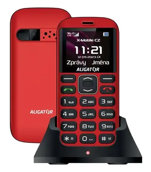 ALIGATOR A720 4G Senior červeno-černý + stolní nabíječka