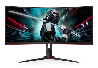 AOC LCD AGON herní CU34G2X 34" VA 21:9 FreeSync zakřivený/3440x1440@144Hz/1ms/300cd/80mil:1/2xHDMI/DP/4xUSB/vesa