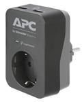 APC Essential SurgeArrest, 1 Ausgang, 2 USB-Anschlüsse, schwarz, 230 V, Deutschland