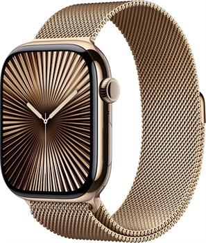 Apple Watch Series 10 GPS + Cellular 42mm Zlatý titan se zlatým milánským tahem