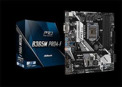 ASROCK MB B365M PRO4-F (intel 1151v2 coffee lake, 4xDDR4 2666MHz, VGA+DVI +HDMI, USB3.1, 6xSATA3, 1xM.2, 7.1, GLAN, mAT