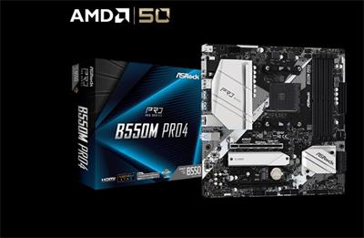 ASROCK MB B550M PRO4 (AM4, amd B550, 4xDDR4 4733, 6xSATA3, 7.1, VGA+HDMI +DPort, M.2, USB3.2, mATX)