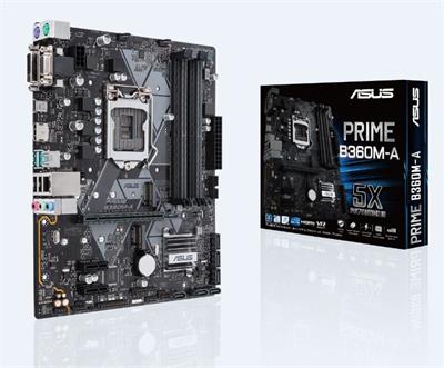 ASUS PRIME B360M-A Intel B360 LGA-1151 mATX motherboard with Aura Sync RGB header, DDR4 2666MHz, M.2 support, HDMI