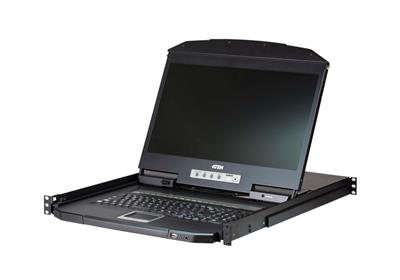 ATEN KVM console CL3108NX 8-Port Short Depth PS/2-USB VGA Single Rail WideScreen LCD KVM Switch 18,5" 1366x768