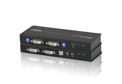 ATEN KVM extender CE-604 USB , Dual View (2 x DVI) audio a konzole extender s USB klávesnicí a myší +RS-232 port, 60m