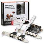 AXAGO PCI-Express adapter 1x paralel + 2x sér.+ LP