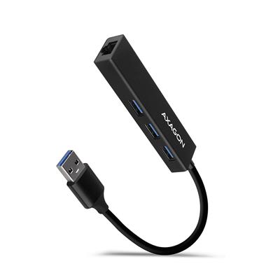 AXAGON HMA-GL3A, USB 3.2 Gen 1 hub, porty 3x USB-A + Gigabit Ethernet, kovový, kabel USB-A 20cm