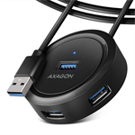 AXAGON HUE-P1AL,4x USB 3.2Gen1,ROUND hub,micro USB napájecí konektor, kabel USB-A 1.2m