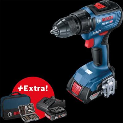 Bosch GSR 18V-50 Professional 43 ks příslušenství + 2x 2,0 Ah baterie + taška na nářadí