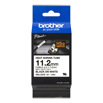 Brother - HSe-231E, bužírka bílá / černá (11,2 mm)