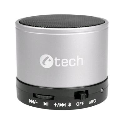 C-TECH reproduktor SPK-04S, bluetooth, handsfree, čtečka micro SD karet/přehrávač, FM rádio, stříbrný