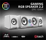 C-TECH reproduktory SPK-16, 2.2, 16W,  RGB podsvícení, 3,5mm jack, USB napájení, bílé