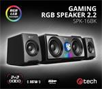 C-TECH reproduktory SPK-16, 2.2, 16W,  RGB podsvícení, 3,5mm jack, USB napájení, černé