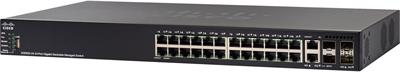 Cisco SG550X-24MPP-K9-EU Switch: L3 managed, 24 x 10/100/1000 + 2 x 10 GE combo + 2 x 10GE SFP+, rack-mountable, Max Po