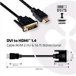 Club3D Kabel DVI-D na HDMI 1.4,(M/M),obousměrný,2m