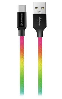 Colorway Datový Kabel Usb /Type-C/ 1m/ 2.4A/ Multicolor