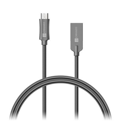 CONNECT IT Wirez Steel Knight Micro USB - USB, metallic anthracite, 2,1 A , 1 m