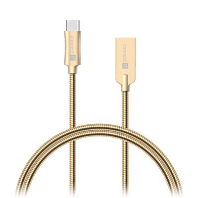 CONNECT IT Wirez Steel Knight USB-C (Type C) - USB-A, metallic gold, 2,1A, 1 m