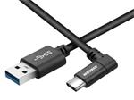 Datový a nabíjecí kabel USB - USB Type-C, 100cm, konektor v úhlu 90°, černý