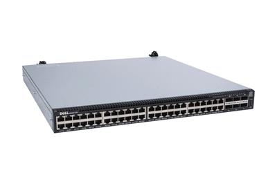 Dell Networking S4048T-ON, 48x 10GBASE-T and 6x 40GbE QSFP+ ports, IO to PSU air, 2x AC PSU, OS9