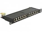 Delock 10” Patch Panel 12 Portů Cat.6A 0.5 U černý