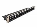 Delock 19” Keystone Patch Panel 24 Portů naklápěcích černý