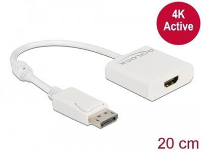 Delock Adaptér DisplayPort 1.2 samec na HDMI samice 4K aktivní bílá