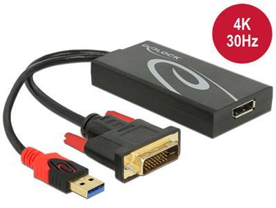 Delock Adaptér DVI samec > Displayport 1.2 samice černý