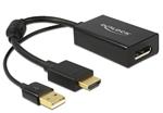 Delock adaptér HDMI-A samec (zdroj) --> Displayport 1.2 samice (cíl)+USB napájení