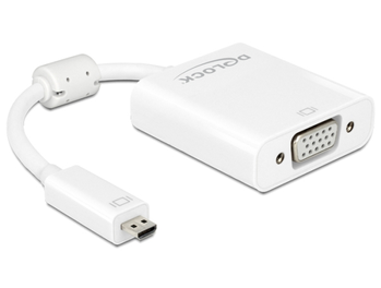 Delock adaptér HDMI Micro-D samec > VGA samice, s Audio, bílý