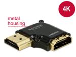 Delock Adaptér High Speed HDMI s Ethernetem – HDMI-A samice > HDMI-A samec 4K 90° pravoúhlý vlevo černý