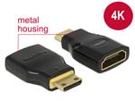 Delock Adaptér High Speed HDMI s Ethernetem – HDMI Mini-C samec > HDMI-A samice 4K černý