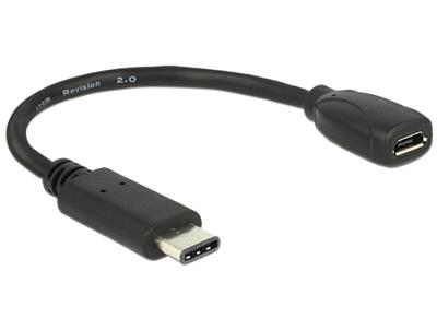 Delock adapter kabel USB Typ-C™ 2.0 samec > USB 2.0 typ Micro-B samice 15 cm černý