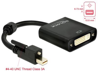 Delock Adaptér mini Displayport 1.2 samec se šroubky > DVI samice 4K aktivní černý