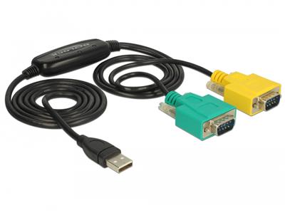 Delock Adaptér USB 2.0 Typ-A > 2 x Sériový DB9 RS-232