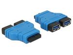 Delock adaptér USB 3.0 pin konektor samice > 2 x USB 3.0 Type-A samice – paralelní