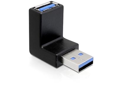 DeLock adaptér USB 3.0 samec - USB 3.0 samice pod úhelem 270° vertikálně