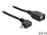 Delock Adapter USB micro-B samec pravoúhlý > USB 2.0-A samice OTG 50cm