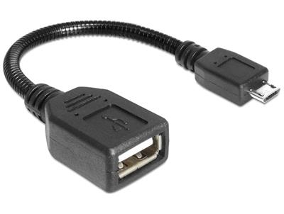 Delock Adapter USB micro-B samec > USB 2.0-A samice OTG 18cm flexibilní husí krk