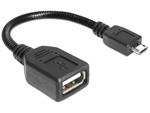 Delock Adapter USB micro-B samec > USB 2.0-A samice OTG 18cm flexibilní husí krk