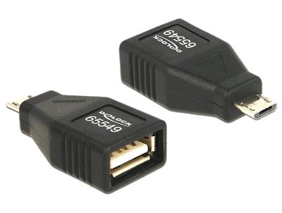 Delock Adapter USB micro-B samec > USB 2.0-A samice OTG, celý v pouzdru