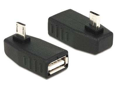 Delock Adapter USB micro-B samec > USB 2.0-A samice, OTG, pravoúhlý 90°