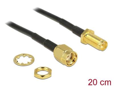 Delock anténí kabel RP-SMA Plug > RP-SMA Jack Bulkhead 200 mm