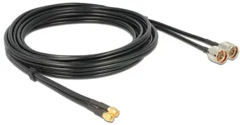 Delock anténní kabel N Plug > SMA Plug dvojitý kabel RG-58 A/U 5 m