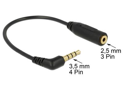 Delock Audio kabel Stereo jack 3.5 mm 4 pin samec > Stereo jack 2.5 mm 3 pin samice pravoúhlá