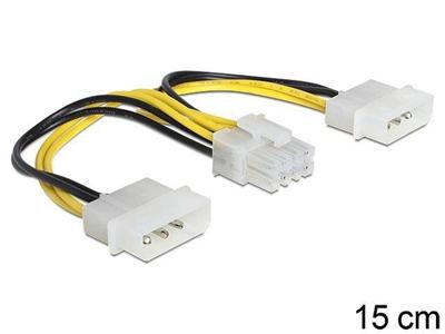 Delock Cable Power 8 Pin EPS > 2 x 4 Pin molex,15cm